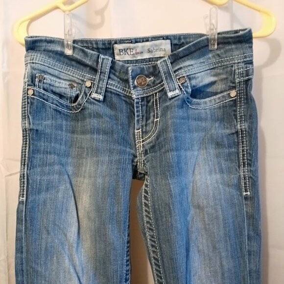 BKE Jeans The Buckle sz 25L Sabrina Slim Boot Designer Denim Dark wash (30x32) - Picture 2 of 8